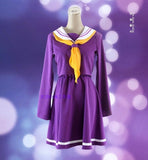 No game no life cosplay Shiro costume halloween women clothes carival dress wigs sailor suit Japanese school uniform