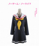 No game no life cosplay Shiro costume halloween women clothes carival dress wigs sailor suit Japanese school uniform