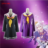 No game no life cosplay Shiro costume halloween women clothes carival dress wigs sailor suit Japanese school uniform