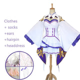 10pcs/Set Emilia Dress Re Zero Cosplay Sets  Wig Women Cosplay Dress Emilia Cosplay costume Anime Cosplay Party Halloween Party