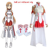 Anime Sword Art Online Asuna Yuuki Dress Cosplay Costumes Uniform for Halloween SAO Asuna Battle Suit Outfits Full Set with Wig