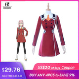 ROLECOS DARLING 02 Zero Two Cosplay Costume DARLING in the FRANXX Cosplay DFXX Women Costume Full Sets ( Dress + Headwear )
